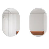 thumbnail of Spiegelschrank oval Weiß 85x51x12 cm mit Metallrahmen und Hartglas, Wandmontage oder Einbau, verstellbare Ablagen, platzsparender Badschrank
