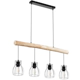 thumbnail of tectake Candeeiro suspenso Woody, 4 luzes, com viga de madeira, 40 W 82 x 13,5 x 140 cm Preto/Castanho
