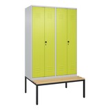 thumbnail of C+P Doppel-Spind Classic PLUS Buche untergebaute Bank 4 Abteile, Trennwand, HxBxT 212x120x82cm, Sicherheitsdrehriegel, Hellgrau/Clowngrün von PROREGAL