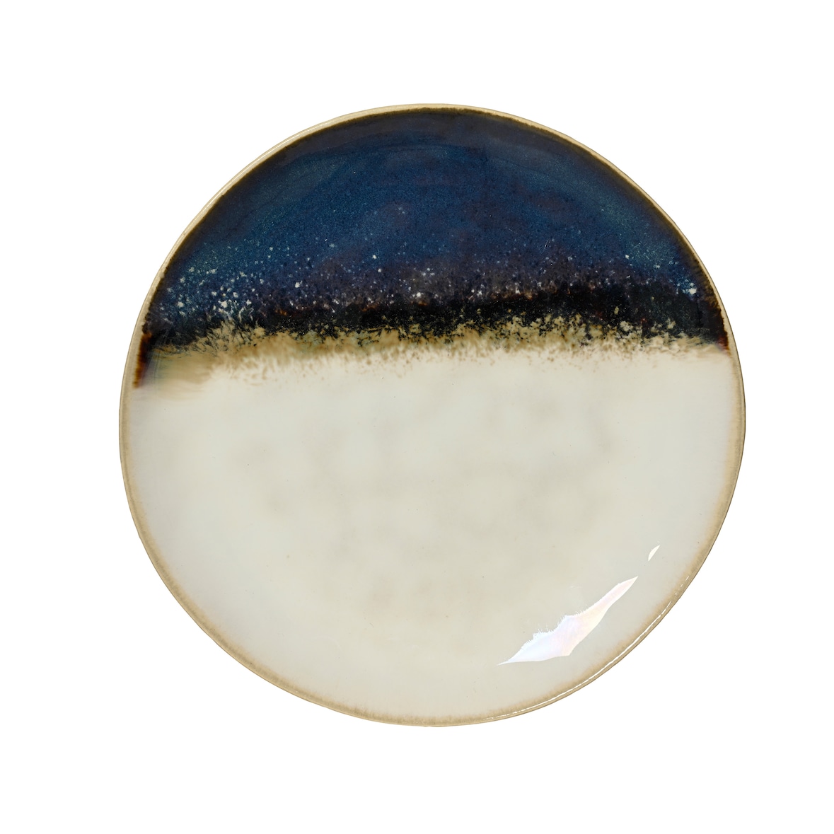 Frühstücksteller 20,5cm Steingut - Vintage Teller Keramik Geschirr Kuchenteller Dessertteller Essteller Speiseteller Frühstücksgeschirr Blau Weiß