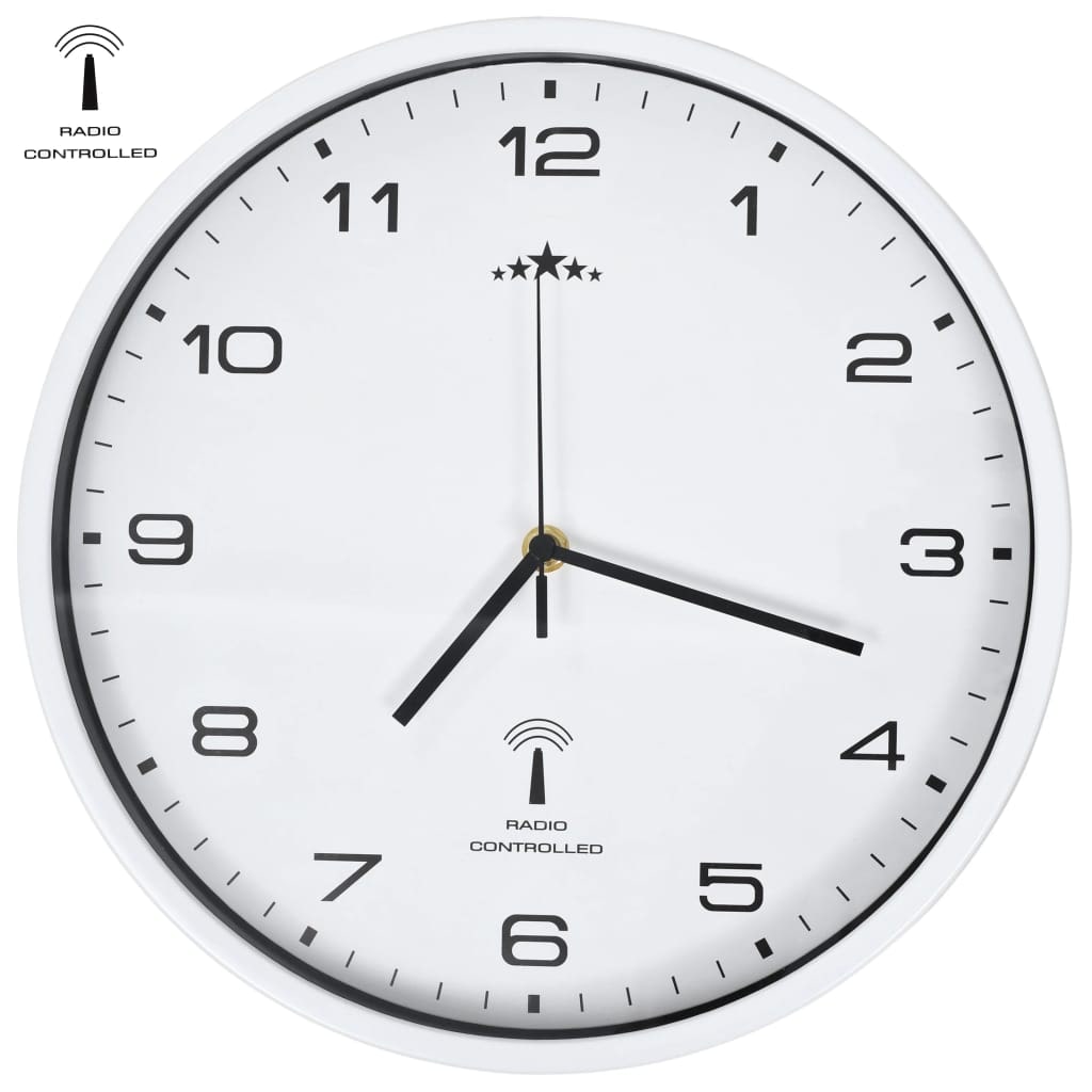 Décoshop26 - Horloge murale radioguidée avec mouvement à quartz 31 cm Blanc DEC022249