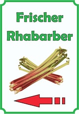 thumbnail of Frischer Rhabarber Schild Hochkant mit Pfeil links A2 Rückseite selbstklebend