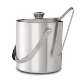 thumbnail of Relaxdays Eisbehälter rund mit Deckel, Eiszange, Eiswürfel-Kühler für Bar, Party, 1,5 Liter, HBT: 17 x 15 x 15cm, silber