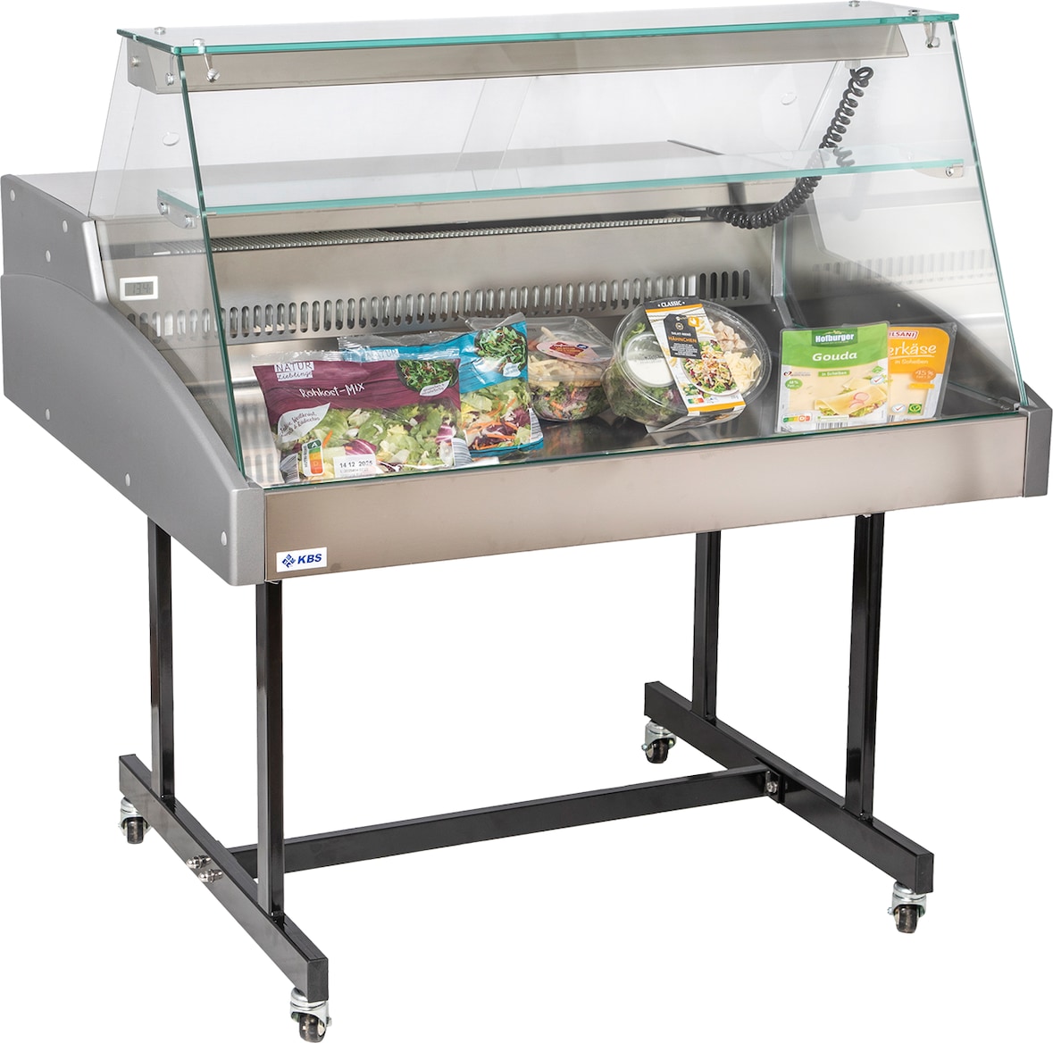 Mehrzweckvitrine Super 1250 mit geradem Glasaufbau