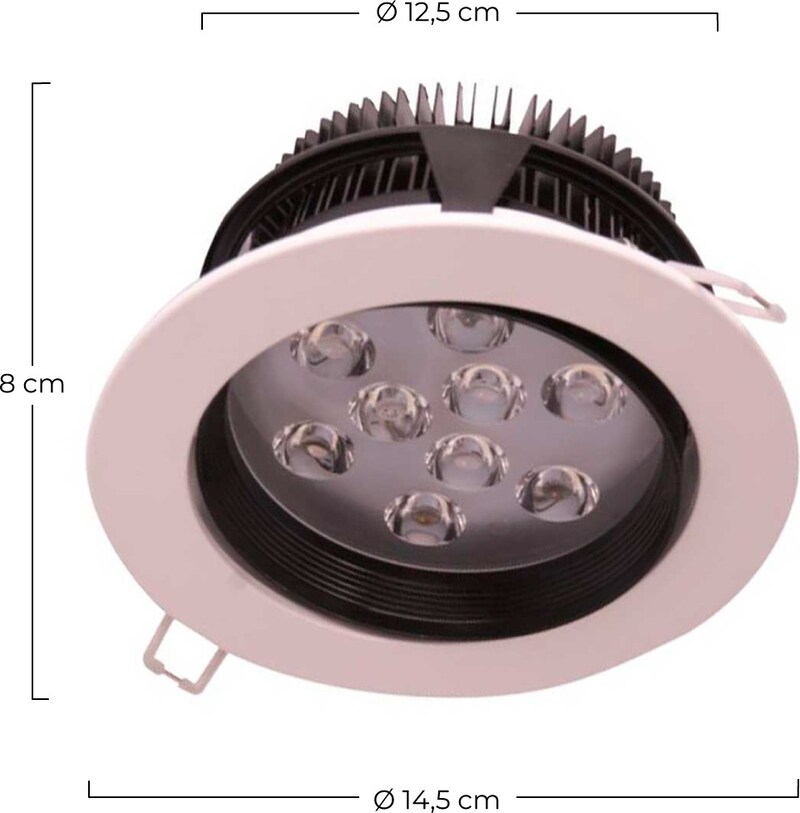Refletor LED redondo embutido ajustável Eilen 9W 700lm Ø13cm | Makro