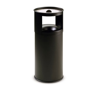 Stil Casa corbeille auto-extinguible avec cendrier, acier peint, Ø 31xh. 80 cm, bord inférieur en plastique de protection du sol, 40 litres, noir.
