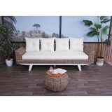 thumbnail of Sofa HWC-M32, 4-Sitzer Couch Rattansofa Loungesofa mit Kissen, 209cm Kubu Rattan natur Stoff/Textil Polster creme