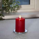 thumbnail of LED Kerze LINA Echtwachs realistische 3D Flamme Wachsspiegel H: 12,5cm rot