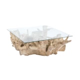 thumbnail of Now's Home - Table basse en racine de teck et plateau en verre 105cm