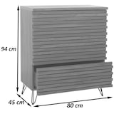 thumbnail of Cómoda HWC-M49, aparador de armário alto, design 3D 3 gavetas MDF metal 94x80x45cm ~ aspeto nogueira