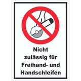 thumbnail of Nicht zulässig für Freihand- und Handschleifen Schild A5 (148x210mm)
