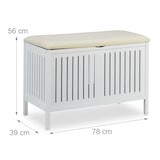 thumbnail of Relaxdays Sitzbank mit Stauraum, gepolstert, 80 l Staufach, Landhausstil, Holz, Sitztruhe HxBxT: 56 x 78 x 39 cm, weiß