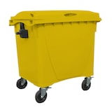 thumbnail of Contenedor para desperdicios con tapa plana y ruedas. Amarillo 1100l.