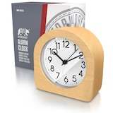 thumbnail of BEARWARE Wecker analog ohne Ticken - halbrund - Holz hell - Retro Design - beleuchtetes Ziffernblatt mit Licht - lautlos - Reisewecker - Weckton