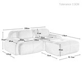 thumbnail of Merax Modulares Cord Sofa 2-Sitzer mit 1x Hocker, Cloud Sofa rahmenlos, bodennah mit tiefer Sitzfläche, weich & bequem, rutschfest, Grau