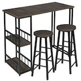 thumbnail of Bartisch-Set mit 2 Barhockern 3-teiliges Tischset Stehtisch Barstuhl mit 2 Ablagefläche aus Metallgestell und MDF schwarz-rostfarbe, Industriestil 