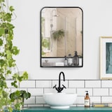 thumbnail of HOMCOM espejo decorativo de pared 50x70cm espejo rectangular de metal con estante de almacenamiento para salón dormitorio entrada estilo moderno negro