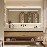 thumbnail of 【YT9865-120BKK】Waschbecken Set LED-Spiegel, Ablageplatte, Schrank Keramik Waschbecken, Spüle ohne Armaturenloch 120*55cm