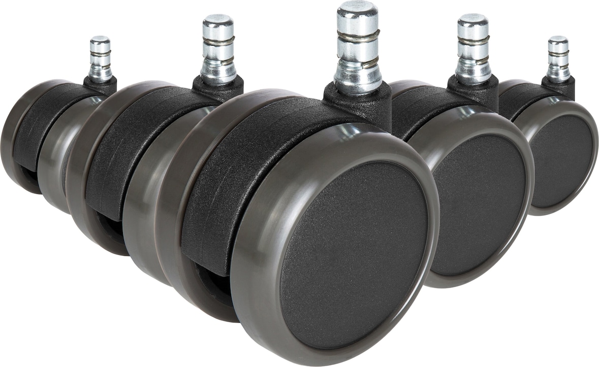 5x Hartbodenrollen ROLO 11mm / 65mm Büro-Stuhl-Rollen No-Noise (5er Pack) hjh OFFICE