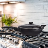 thumbnail of Relaxdays Wok Pfanne mit Glasdeckel 30 cm, Griffe, Antihaftbeschichtung, für Induktion, Gas-, Elektroherd, 4 l, schwarz