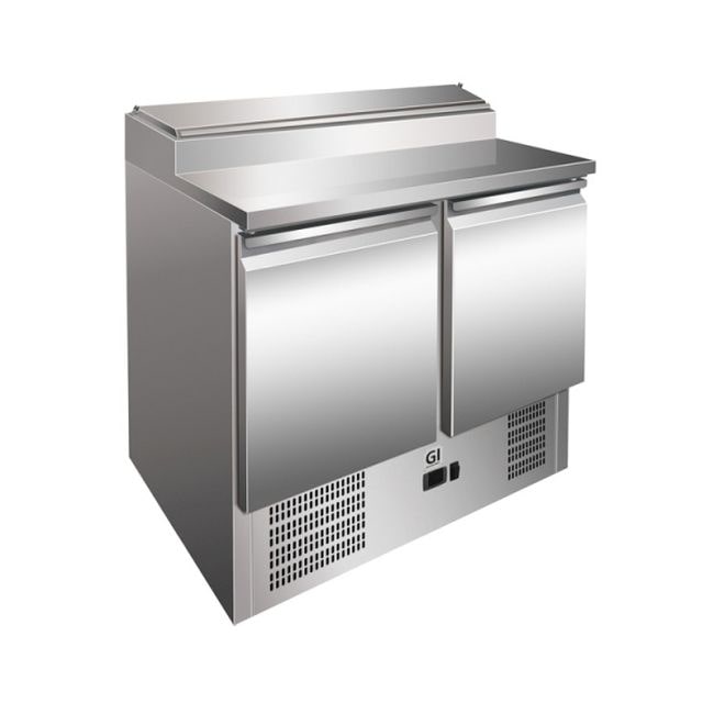 Gastro-Inox Saladette mit 2 Türen 2 Böden und 5X GN1/6  Edelstahl 900x700x860mm