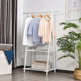 thumbnail of Suporte para Cabide Dobrável com 2 Prateleiras e  1 Barra para Pendurar Roupas para Sala Quarto Entrada 107,5x45x150 cm