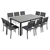 thumbnail of Table et 10 chaises de jardin aluminium céramique gris