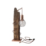 thumbnail of Lampe à poser artisanale - Poutre patinée, douille et fils cuivrés - Fabriquée à la main en France