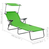 thumbnail of Helloshop26 - Espreguiçadeira cadeira de praia cama de sol cama de jardim mobiliário de pátio 188 cm com cobertura aço verde 02_0012270