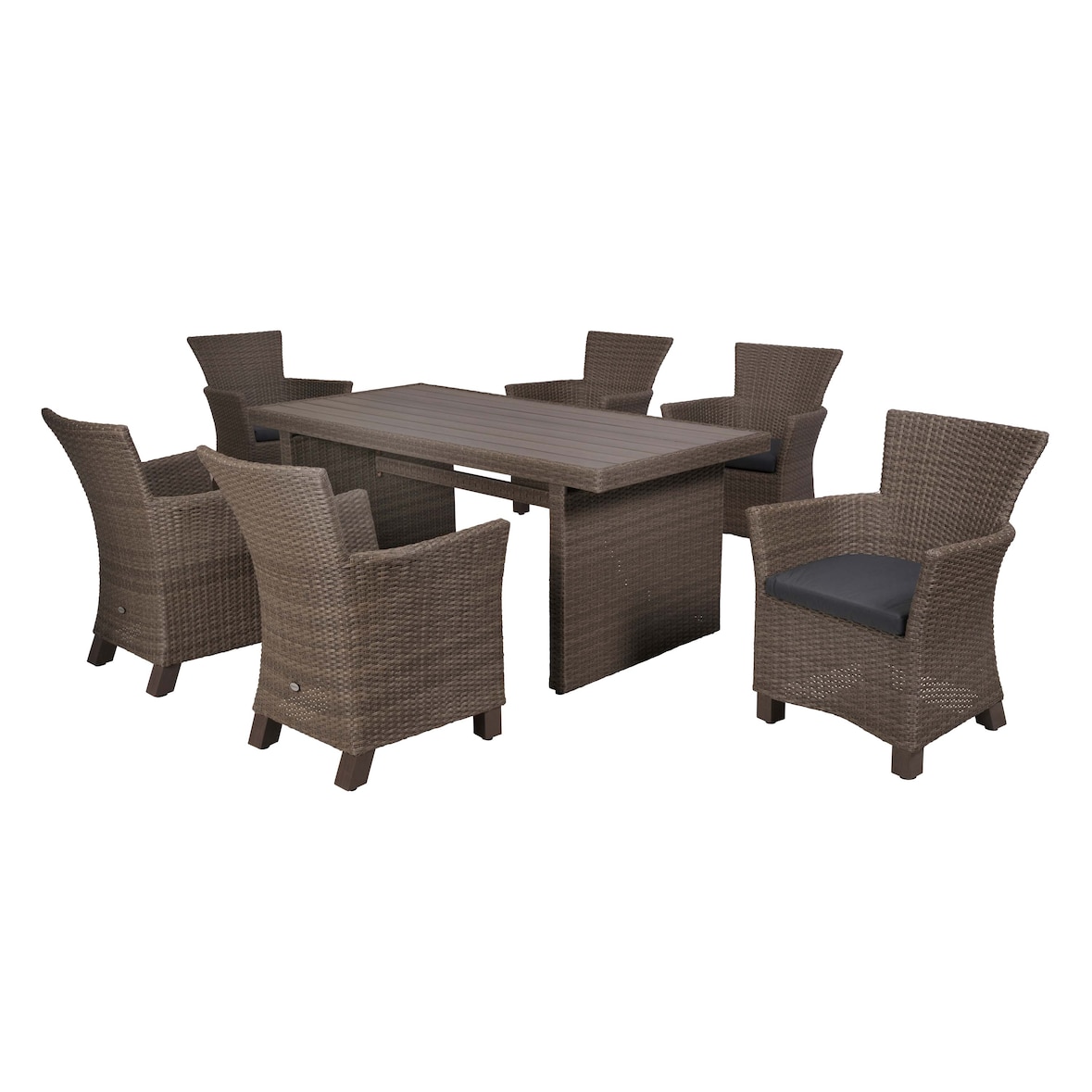 Merxx Toskana Set 7tlg., 6 Sessel, 1 Tisch 185 x 90 cm, Aluminium, Grau