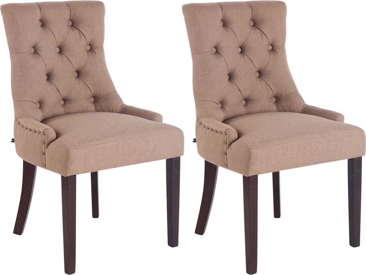 2er Set Esszimmerstuhl HILON - Stoff Taupe 55x58x92 cm Braun | Essstühle Esszimmerstühle Küchenstühle Wohnzimmerstühle