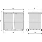 thumbnail of Emuca Contenitore per la raccolta differenziata da montare sul fondo e da estrarre manualmente in cucina  2x35lt, Grigio antracite Tecnoplastica