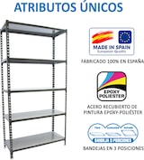 thumbnail of SimonRack Estantería Metálica, 1800x900x400 mm, 5 Alturas, Bandeja Metal, 180 kg de Punto Flexión, Antracita/Galva - Simonclick