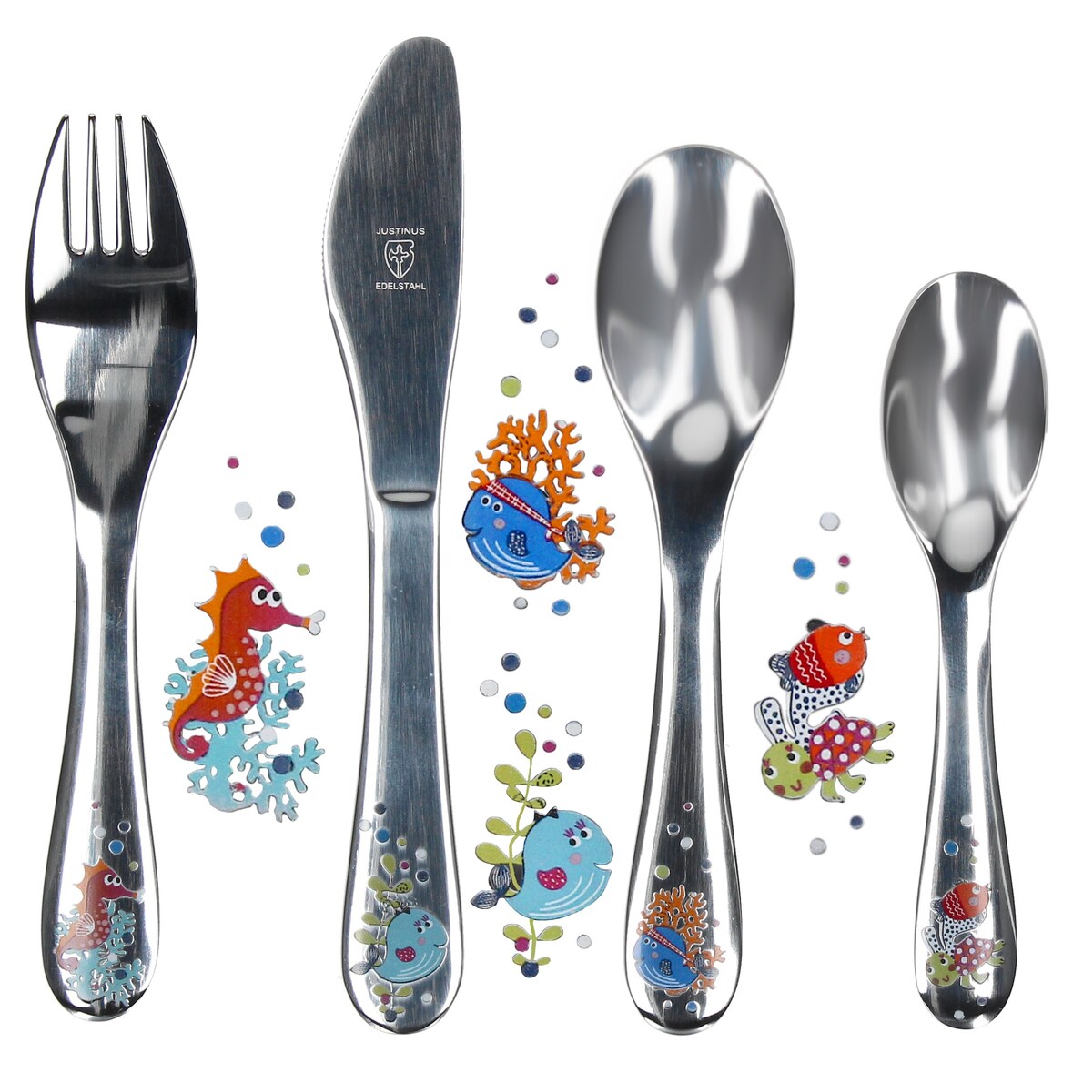 4tlg. Justinus Meerestiere Kinder-Besteckset – 110-200