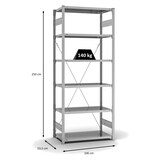 thumbnail of PROREGAL Fachbodenregal Stecksystem | Grundregal | HxBxT 250x100x50cm | 6 Ebenen | Fachlast 140 kg | Einseitig nutzbar | Verzinkt