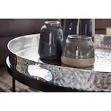 thumbnail of Couchtisch 2er Set Silber / Schwarz Metall Hammerschlag Satztisch Rund, Sofatisch abnehmbares Tablett, Tabletttisch Sofa 2 teilig Modern, Runder