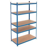 thumbnail of ECD Germany Werkstattregal Schwerlastregal 200x100x60 cm Blau aus pulverbeschichtem Metall mit 5 Böden aus MDF Holz belastbar bis 875kg Lagerregal