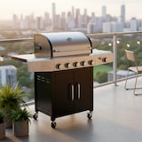 thumbnail of Barbecue a Gas Professionale XXL Da 19 kW con 6 Bruciatori in Acciaio Inox Fuoco Laterale Termometro Griglia Di Cottura 70x42 Cm 140×50×120 Cm Nero