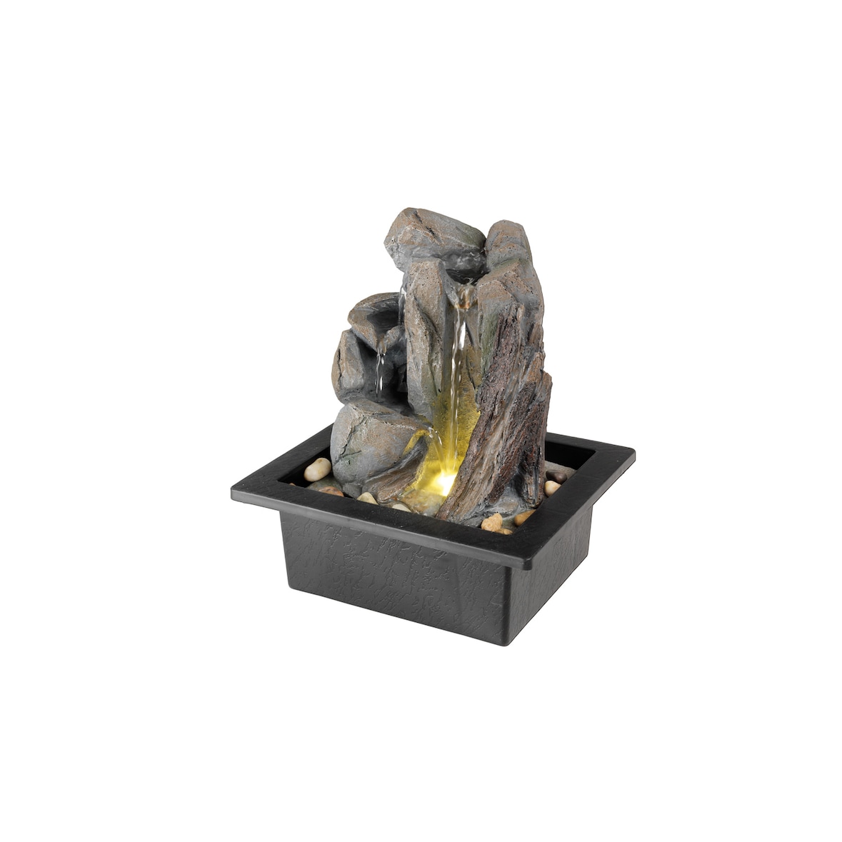 Brunnen Tischbrunnen beleuchtet Zimmerbrunnen Gartenbrunnen Kaskade H: 24cm