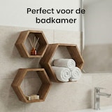 thumbnail of IvoQ Hexagon Wandplanken Hout - Set van 3 - Grenen - Zwevend Wandrek - Honingraat - Natuurlijk