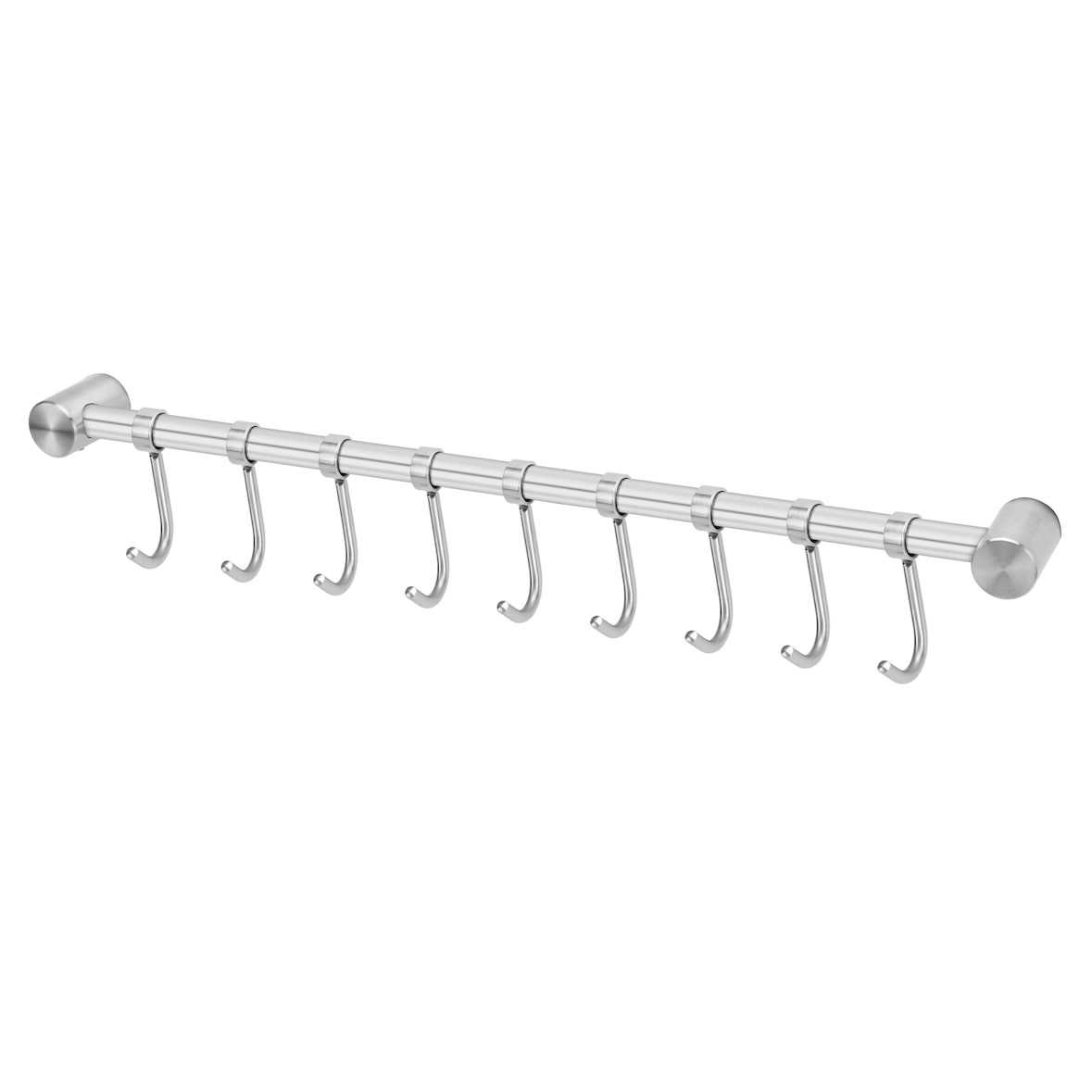 Intirilife Hängeleiste für die Küche aus Edelstahl mit 9 Haken zum Bohren - 49.8 x 3.4 x 2.2 cm Küchen Reling Hakenleiste Küchenstange Wandhalterung