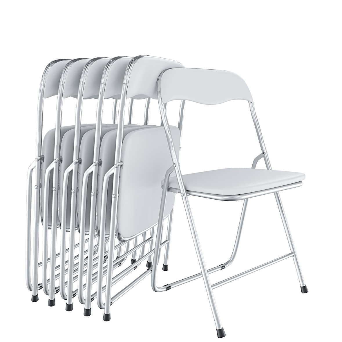 Set da 6 Sedia Pieghevole Slim in Metallo Sedie Salvaspazio Ufficio Casa Campeggio Salotto Cucina Ecopelle Comoda Seduta Imbottita 78x44x44 cm Bianco