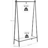 thumbnail of Kleiderständer aus dickem Stahlrohr, 33,5 x 92,5 x 153 cm, Garderobe robust, Garderobenständer, Kleiderablage, mit Stange und Regal, Mattschwarz