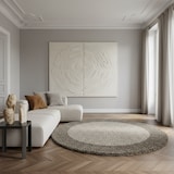 thumbnail of Teppich Wohnzimmer Hochflor Bordüre Weich Flauschig Waschbar Strapazierfähig Schlafzimmer Rund Taupe 160x160 cm – RHEIN von Kadima Design