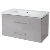 thumbnail of Premium Waschbecken + Unterschrank HWC-D16, Waschbecken Waschtisch, hochglanz 90cm ~ grau