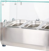 thumbnail of Romux® Kühlvitrinen für Tapas 160x33x44 cm aus Edelstahl und Glashaube mit 8 Becken GN 1/4 | Gekühlte Vitrine mit digitalem Dixell-Thermostat
