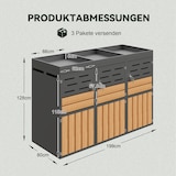 thumbnail of Merax Outdoor Mülltonnenbox für 3×240L Mülltonnen, 199×80×128 cm, 3-türige Mülltonnenverkleidung mit Pflanzkasten, Grau