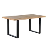 thumbnail of Table rectangulaire 160x90 cm effet bois, pieds en métal en forme de U, design moderne, pour 6 personnes, pour cuisine et salle à manger – DEXTER