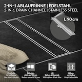 thumbnail of LuxeBath Duschrinne 90 cm 2-in-1 befliesbar Silber – Edelstahl-Bodenablauf extra flach, Komplettset mit Siphon, Geruchsstop & Haarsieb,