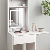 thumbnail of HOMCOM tocador de maquillaje con luces LED de color ajustable y espejo tocador con lateral abatible cajón compartimentos abiertos blanco